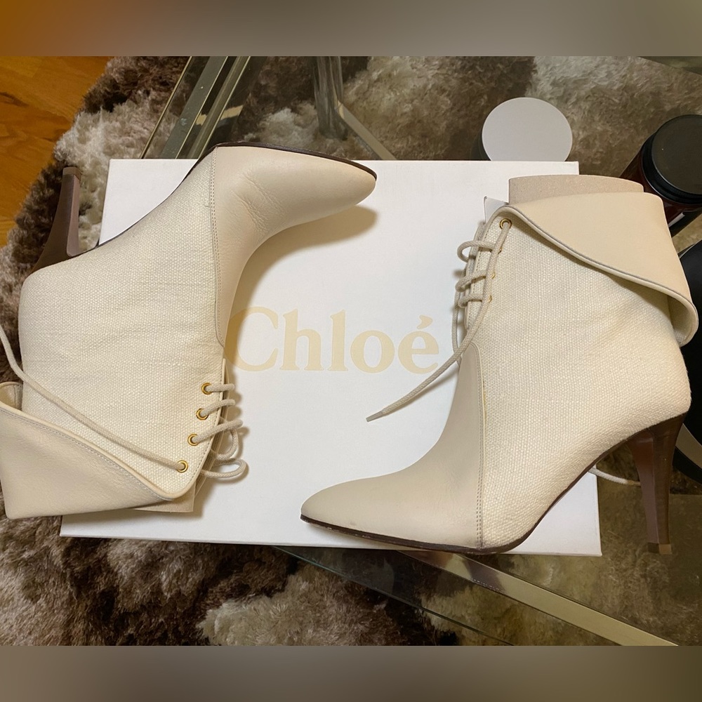 Chloe, Ivory Sand Ankle Boots 👢
